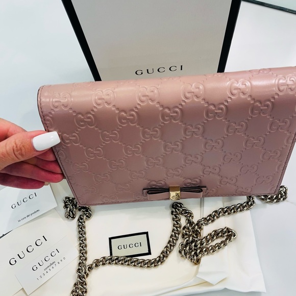 GUCCI - Guccissima Signature Bow WOC/Small Crossbody In Excellent Condition - Picture 2 of 16